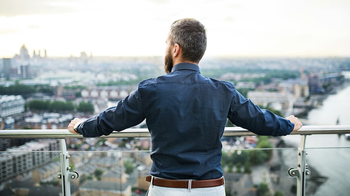 man looking out